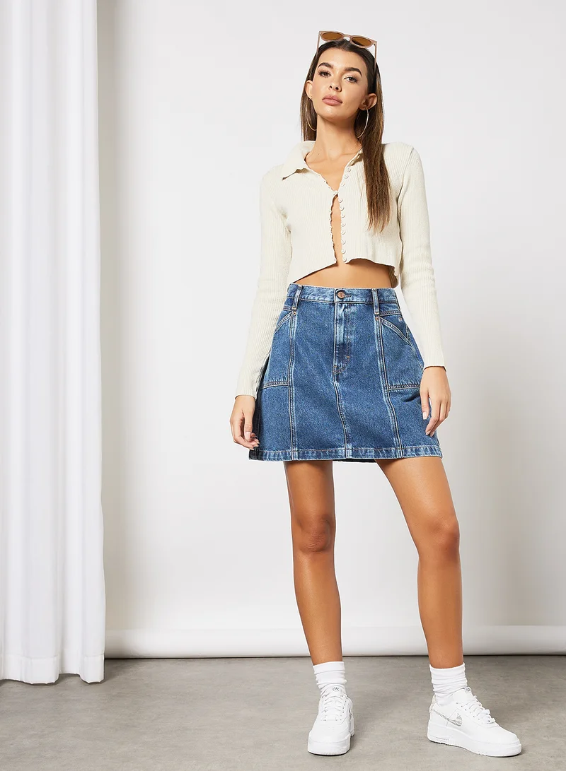 NA-KD Loop Buttoned Cardigan Beige