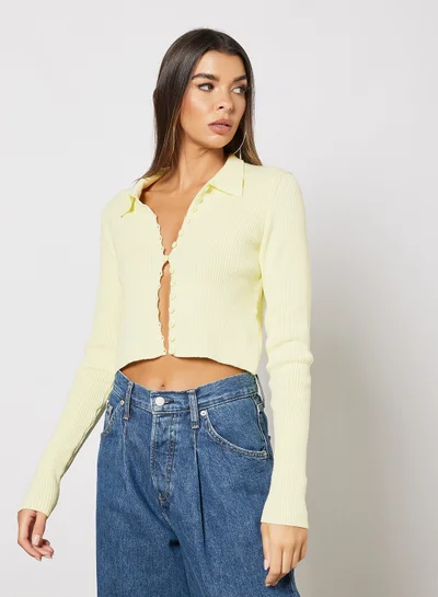 NA-KD Loop Buttoned Cardigan Yellow