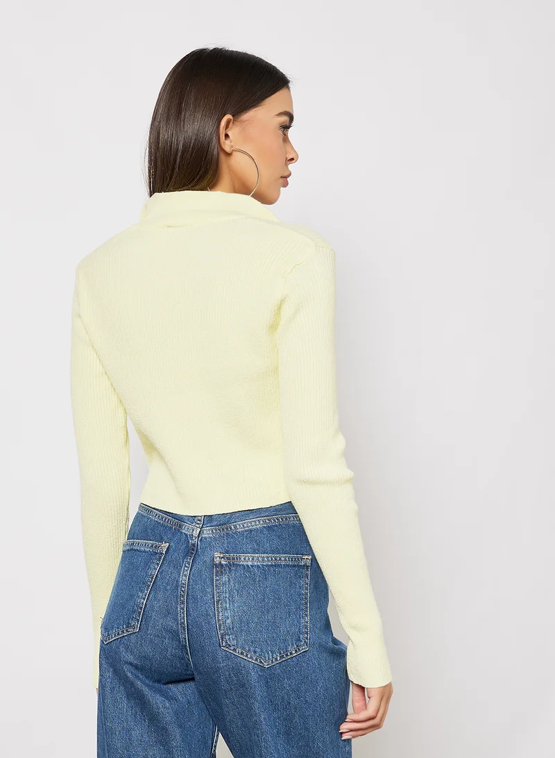 NA-KD Loop Buttoned Cardigan Yellow