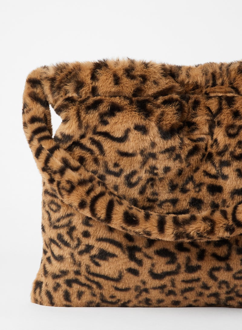LABEL RAIL - Leopard Print Shoulder Bag Brown - Image 1