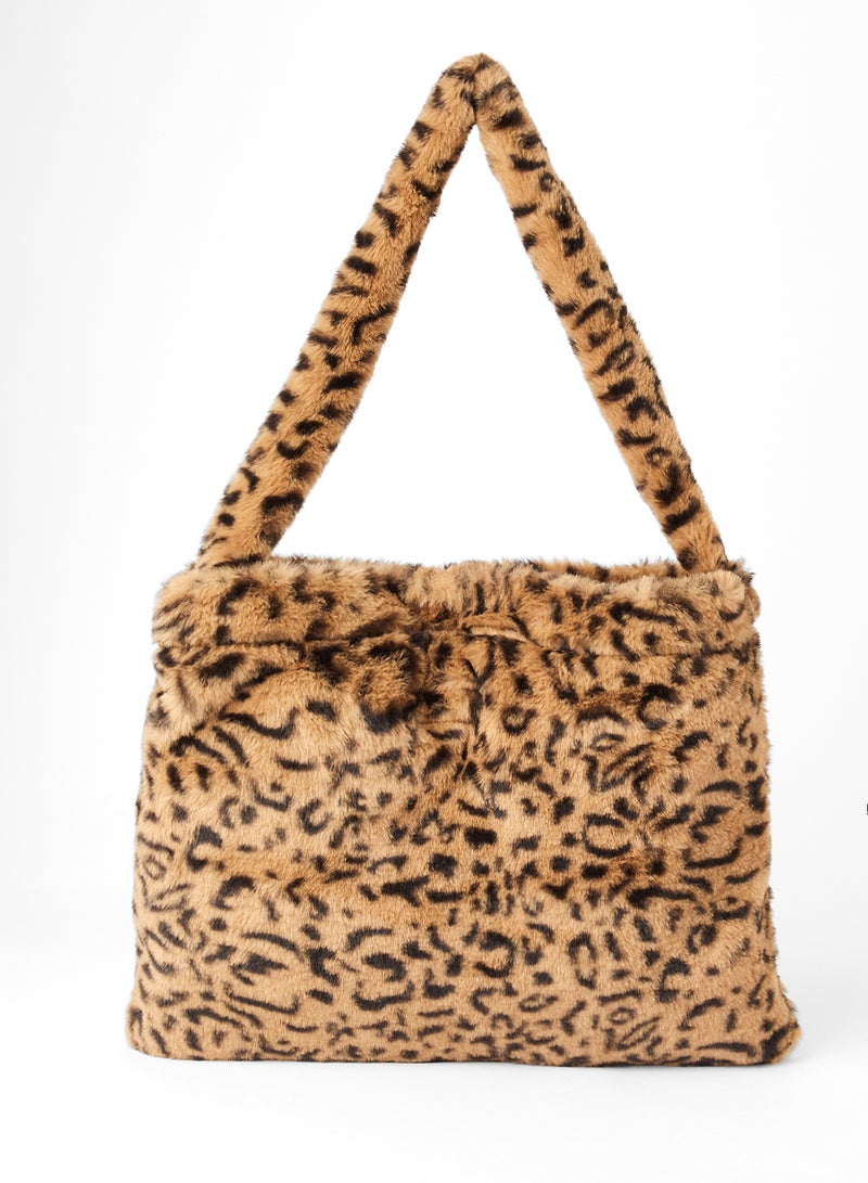 LABEL RAIL - Leopard Print Shoulder Bag Brown - Image 1