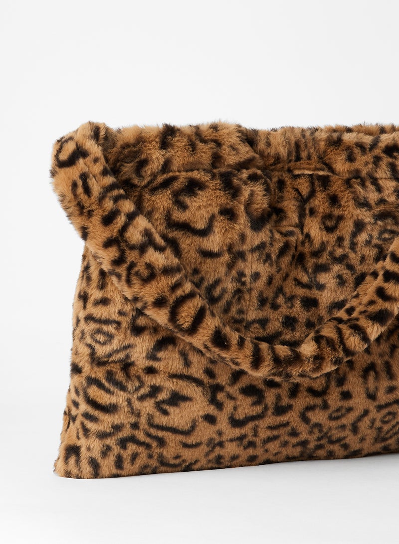 LABEL RAIL - Leopard Print Shoulder Bag Brown - Image 1