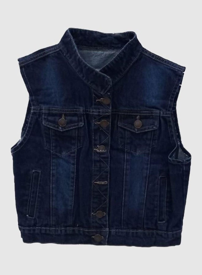 Sleeveless Denim Jacket Dark Blue - v1637738553/N52011757V_1