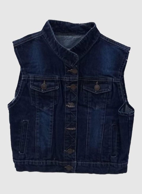 Sleeveless Denim Jacket Dark Blue