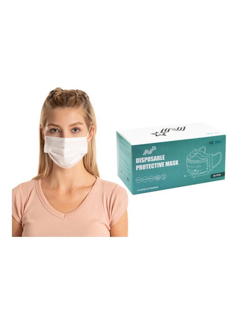 50-Piece Disposable Cotton Earloop 3 Ply Design Non-Woven Face Mask
