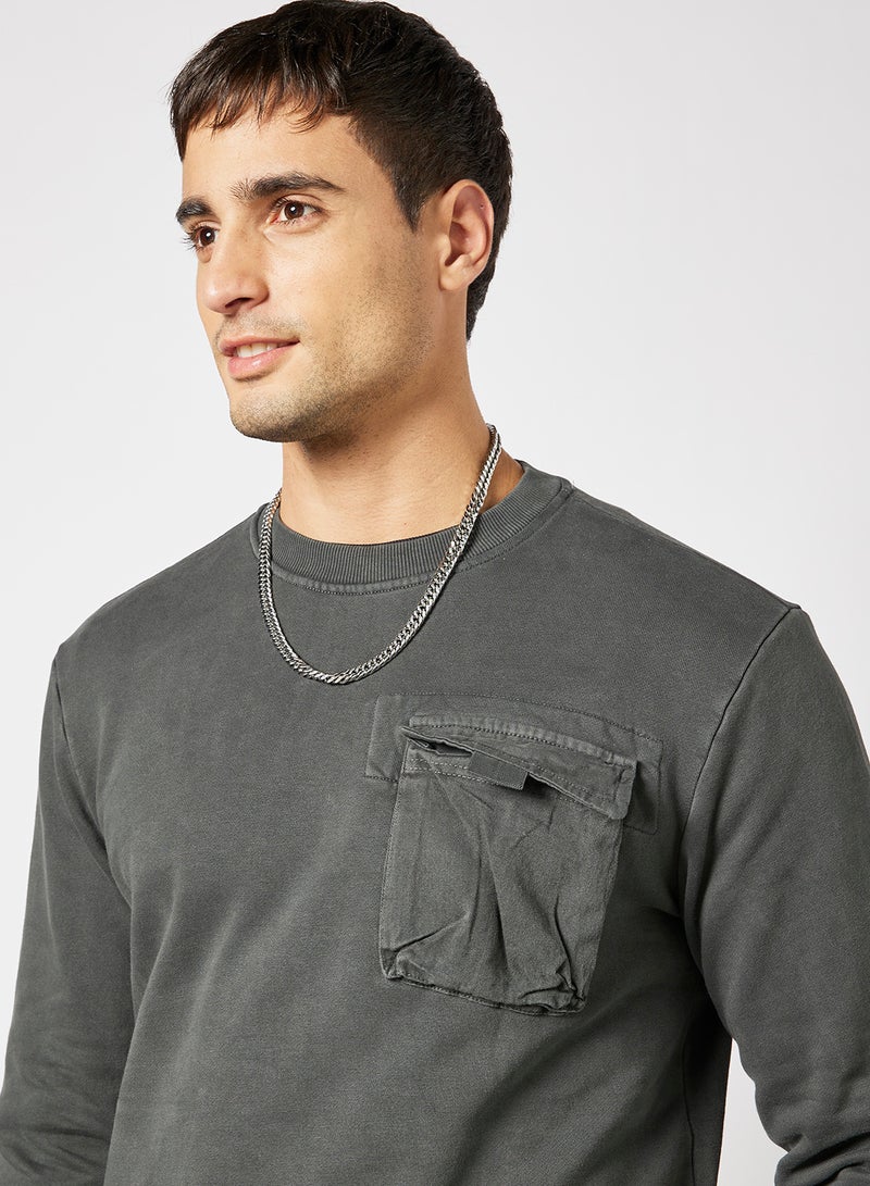 Only & Sons - Chest Pocket Sweatshirt Grey - Image 1