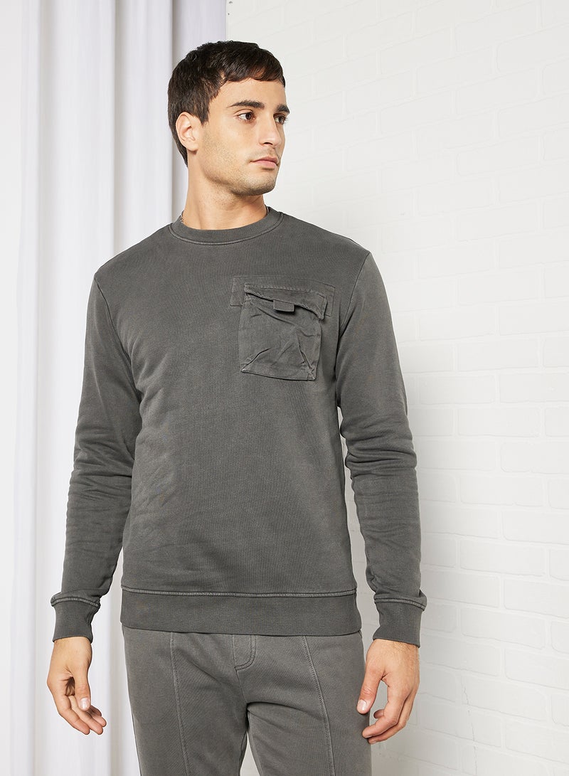Only & Sons - Chest Pocket Sweatshirt Charcoal - Image 1