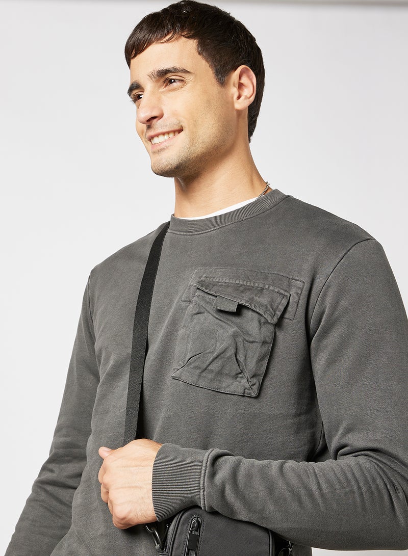Only & Sons - Chest Pocket Sweatshirt Charcoal - Image 1