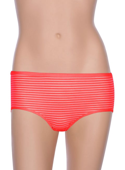 Large Striped Pattern Brief Red