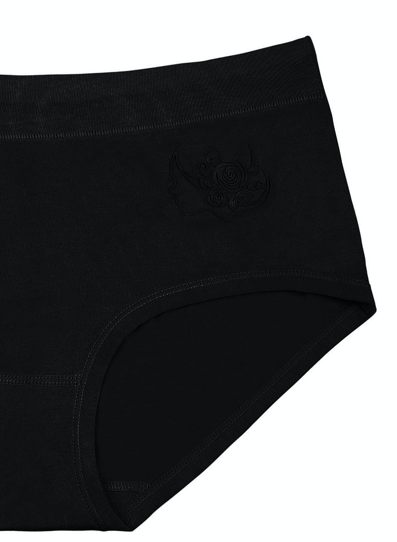 hush-hush mermaid Face Patterned Extremely Soft Premium Brief Black - Image 4
