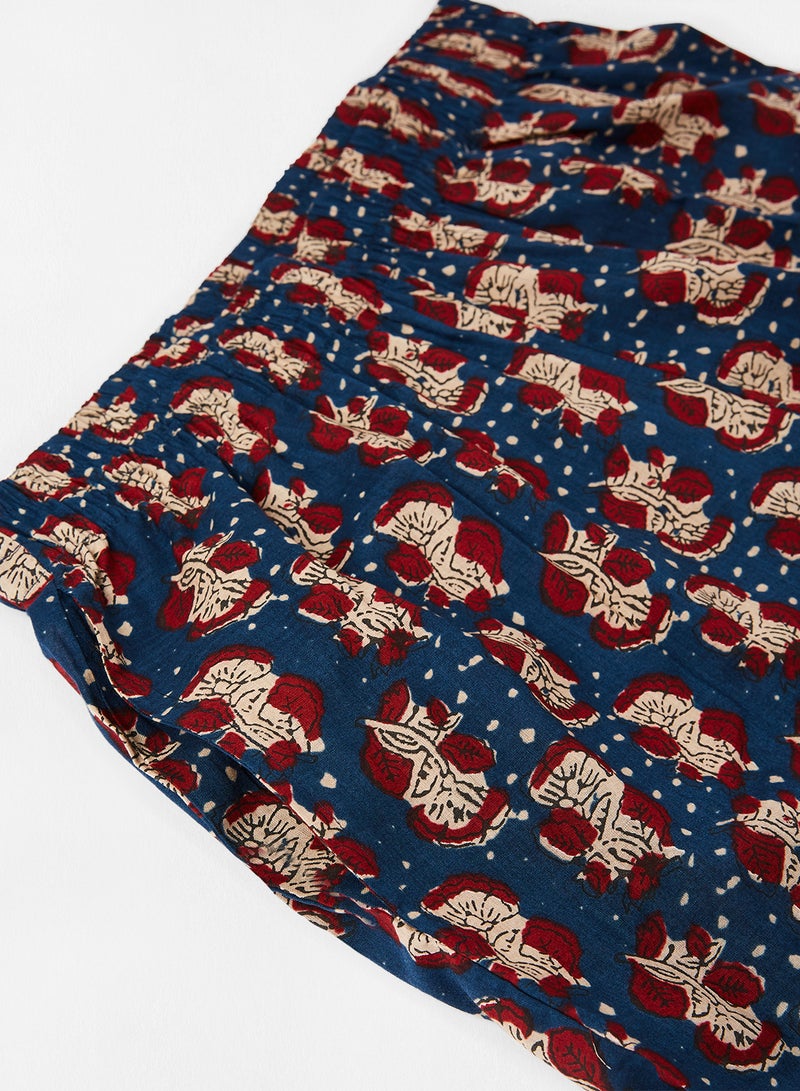 Aila - Casual Comfortable Relaxed Fit Three-Quarter Pyjamas With A Matching Scrunchie Multicolour - Image 1