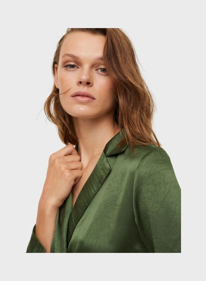 MANGO Side Tie Wrap Dress Green - Image 4