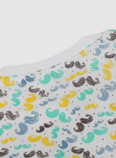 QUWA Boys Moustache Print Bomber Jacket White  - Image 4