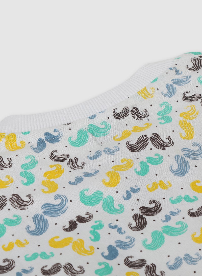 QUWA Boys Moustache Print Bomber Jacket White  - Image 4