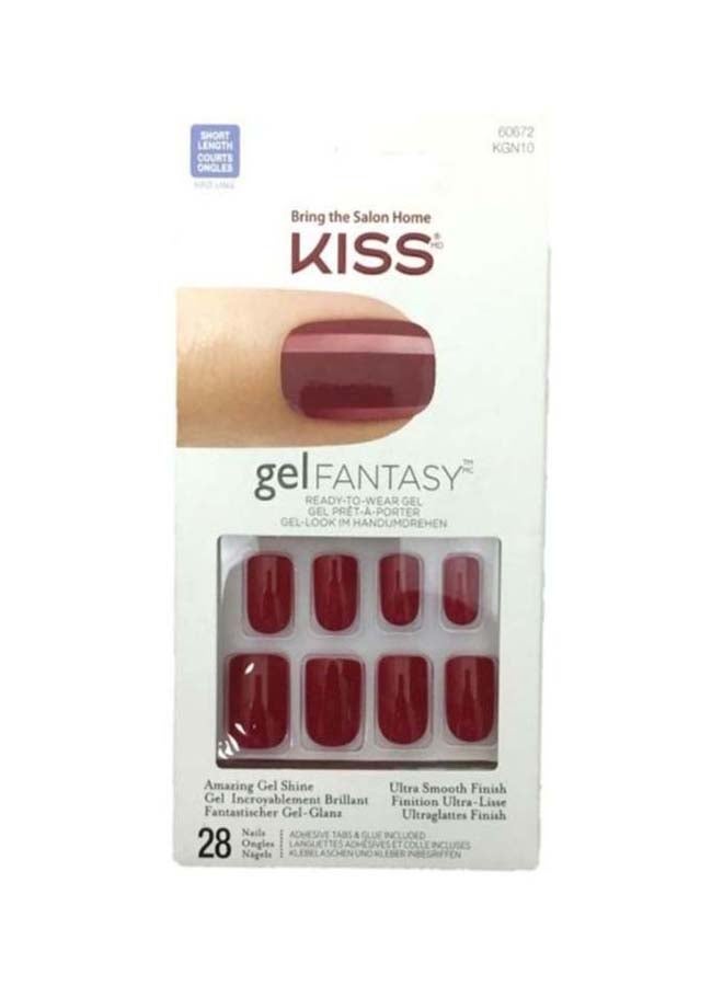 KISS Gel Fantasy Ready To Wear Artificial Nails Red - Image 1