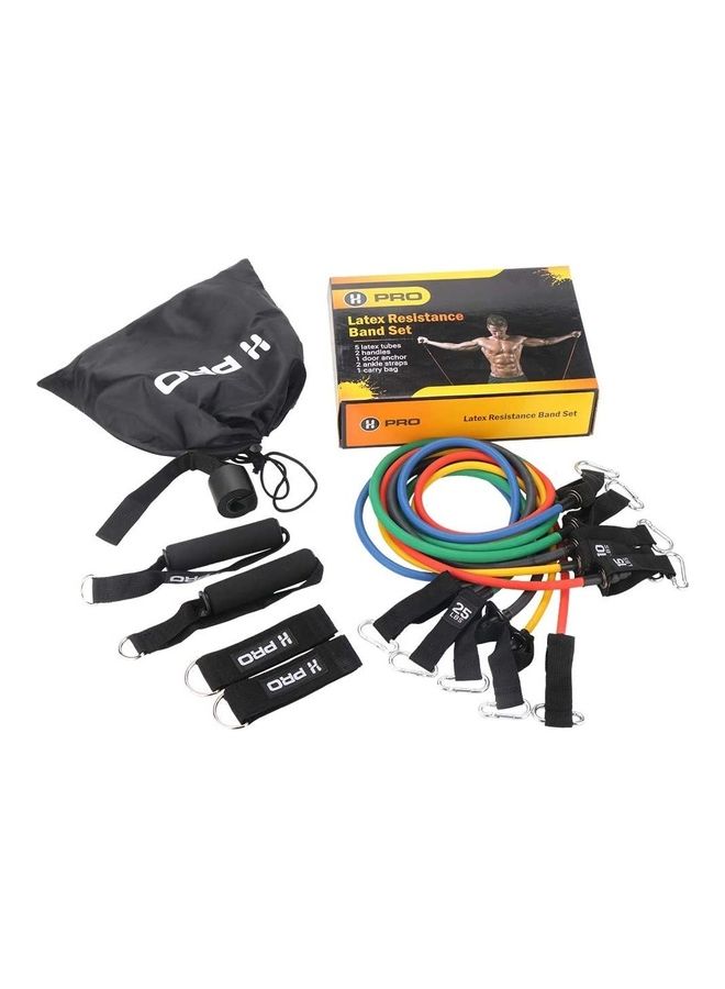 أتش برو طقم أشرطة مقاومة للتمارين الرياضية مكون من 11 قطعة مع حقيبة 28 x 20.5 x 7.5سم - Image 1