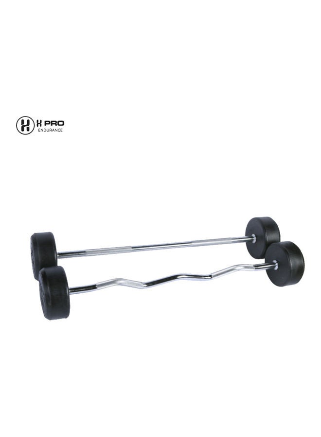 H PRO - H PRO PU Fixed Barbell Weight Set| Unisex Professional Straight Bar| Home/Gym Exercise Equipment | Chrome Handle & Weights Set 15kg - Image 1