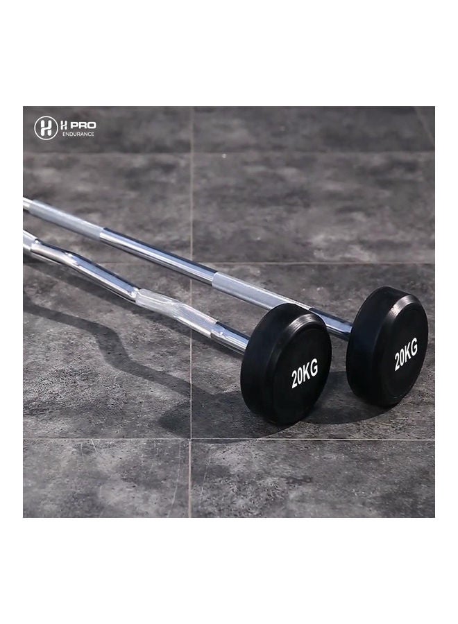 أتش برو مجموعة أثقال ثابتة من البولي يوريثان من اتش برو | قضيب منحني احترافي للجنسين | معدات تمرين للمنزل / صالة الألعاب الرياضية | مجموعة مقابض وأوزان كروم 20كيلوجرام - Image 4