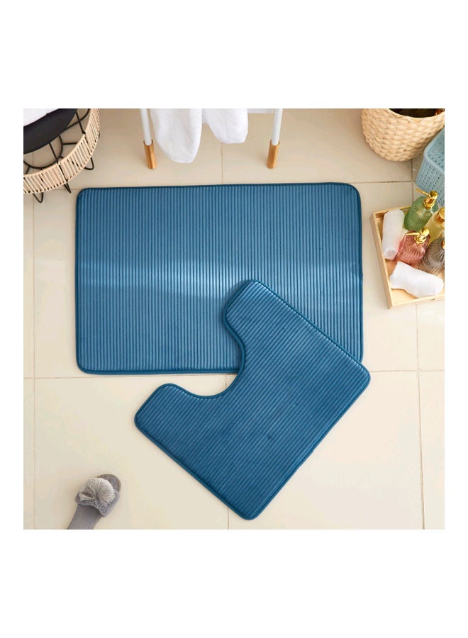 2-Piece Pressure Sensitive Foam Bath Mat Blue 60 X 90cm - Image 1
