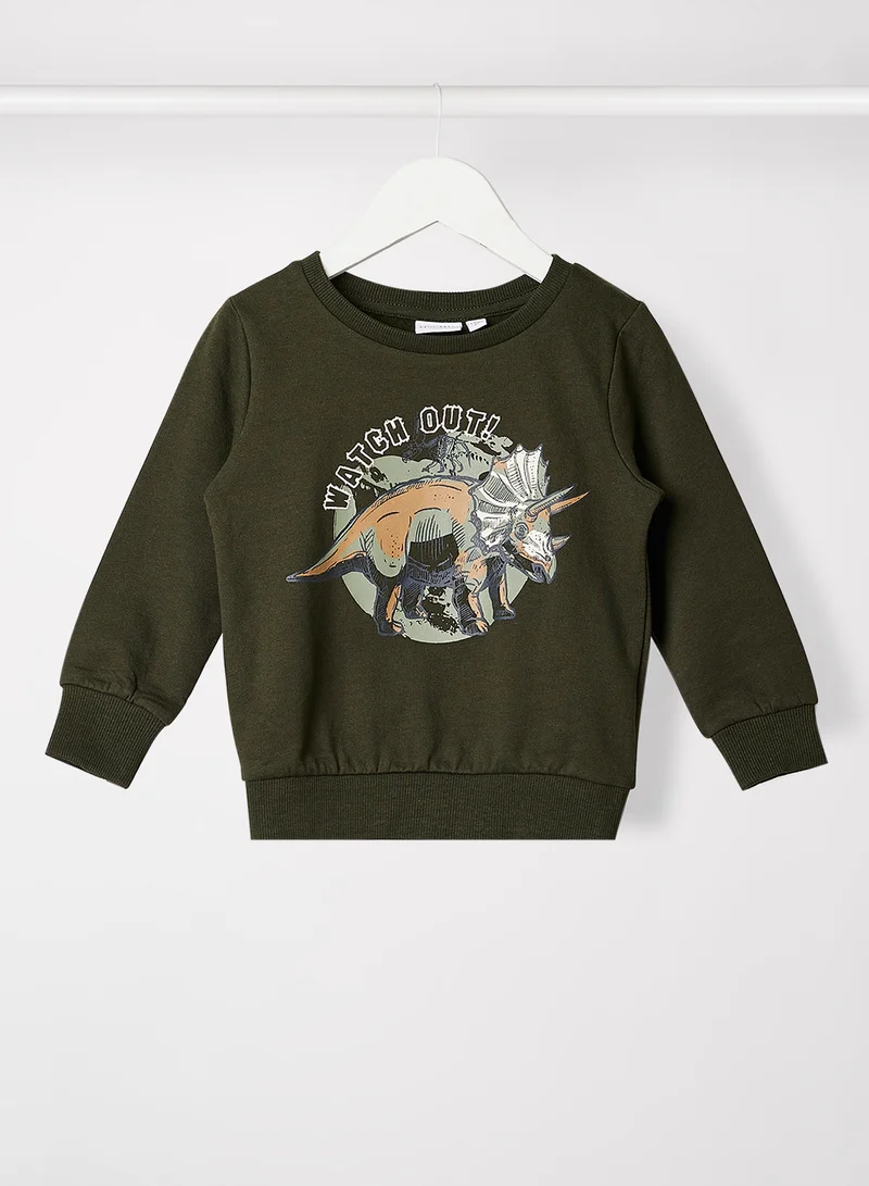NAME IT Boys Graphic Long Sleeve Sweatshirt Green