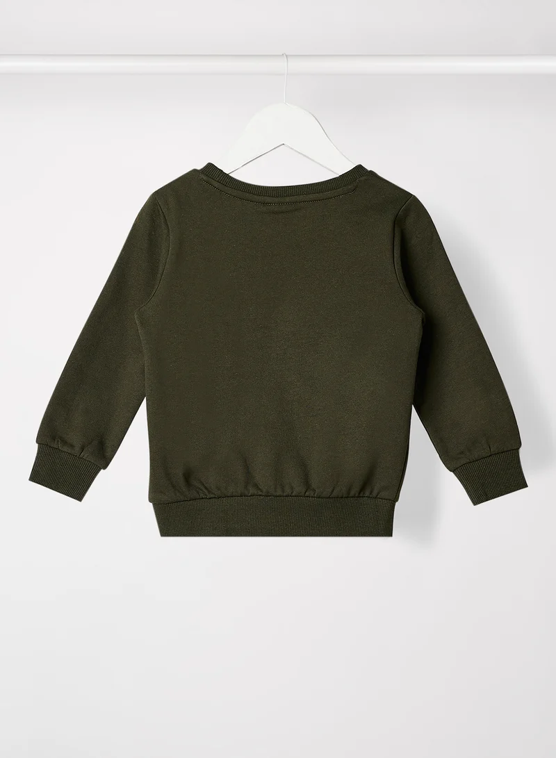 NAME IT Boys Graphic Long Sleeve Sweatshirt Green