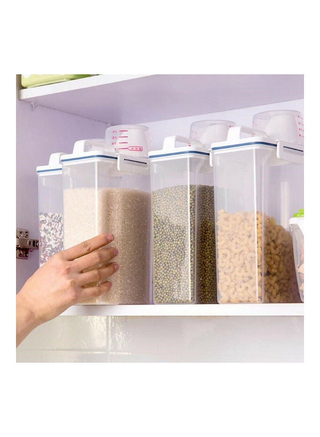 MARGOUN - 6-Piece Airtight Rice, Bean, Cereal Storage Container Bin With Measuring Cup Clear 2500ml - Image 1