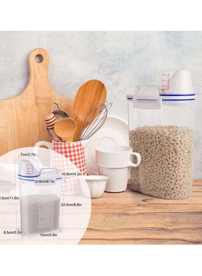 MARGOUN - 6-Piece Airtight Rice, Bean, Cereal Storage Container Bin With Measuring Cup Clear 2500ml - Image 1