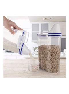 MARGOUN Pack of 2 Airtight Rice Bean Cereal Storage Container Bin With Measuring Cup Clear 2500ml  - Image 2
