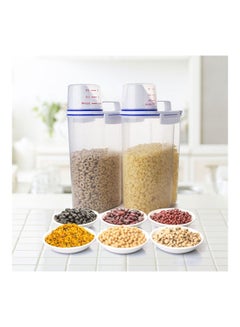 MARGOUN Pack of 2 Airtight Rice Bean Cereal Storage Container Bin With Measuring Cup Clear 2500ml  - Image 4