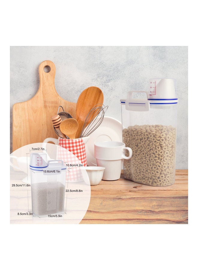 MARGOUN - Pack of 2 Airtight Rice Bean Cereal Storage Container Bin With Measuring Cup Clear 2500ml - Image 1