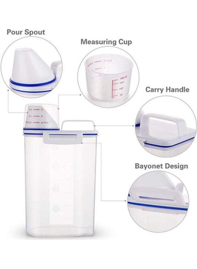MARGOUN - Pack of 2 Airtight Rice Bean Cereal Storage Container Bin With Measuring Cup Clear 2500ml - Image 1