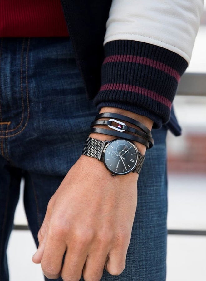 تومي هيلفيغر ساعة يد بروكلين كرونوغراف بسوار من المعدن مقاس 40 مم - لون أسود - طراز 1791507 للرجال - Image 4