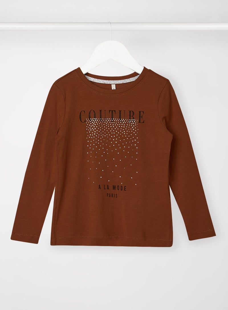 ONLY Kids/Teen Embellished T-Shirt Brown - Image 1