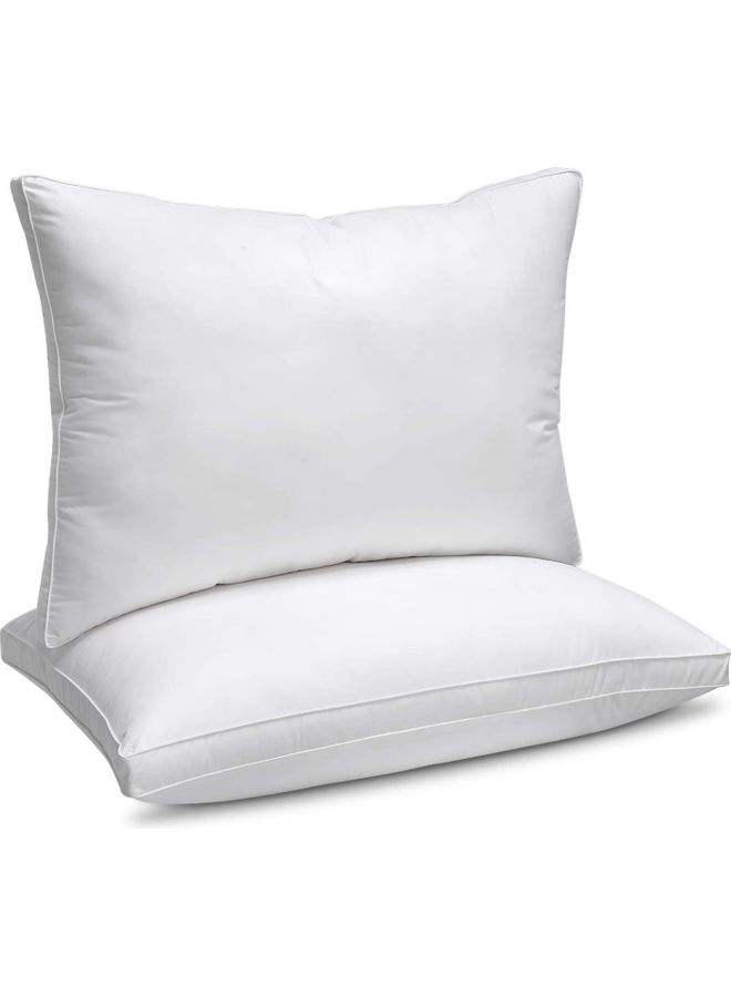 Florence 2-Piece Down Feather Alternative Double Piping Pillow 1300 Grams Cotton White 50 x 75cm - Image 1