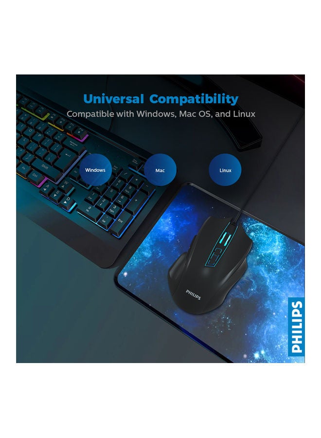 Philips USB Wired Gaming Mouse Black - Image 4