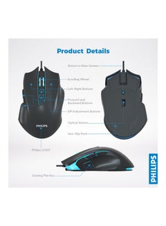 Philips USB Wired Gaming Mouse Black  - Image 5