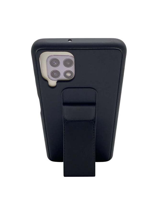 3-in-1 Magnetic Wrist Strap Hand Grip with Stand Case Cover for Samsung Galaxy A22 4G Black - Image 2