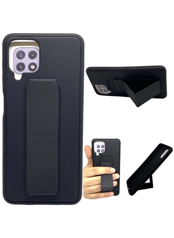 3-in-1 Magnetic Wrist Strap Hand Grip with Stand Case Cover for Samsung Galaxy A22 4G Black - Image 5