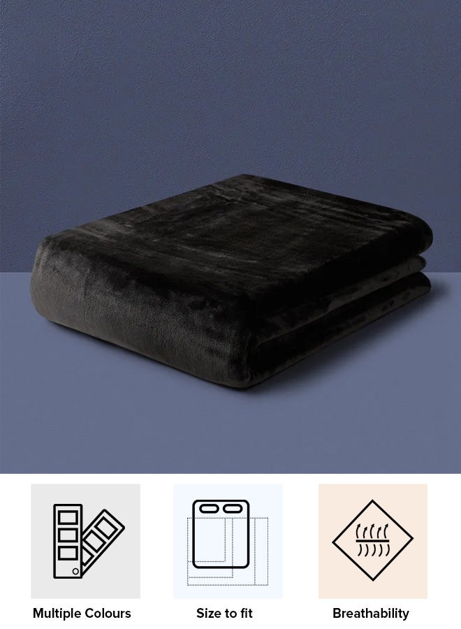 Noon East - Lightweight Summer Blanket King Size 310 GSM Extra Soft Fleece All Season Blanket Bed And Sofa Throw Black 220 x 230cm - Image 1