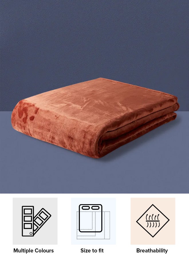 Noon East - Lightweight Summer Blanket King Polyester Size 310 GSM Extra Soft Fleece All Season Blanket Bed And Sofa Throw Brown 220 x 230cm - Image 1