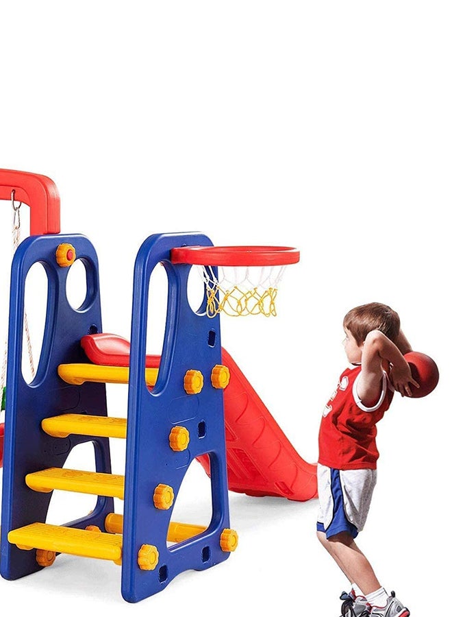 RBWTOYS - 3 In 1 Swing Slide Activity Set With Basketball Hoop For Kids - Image 1