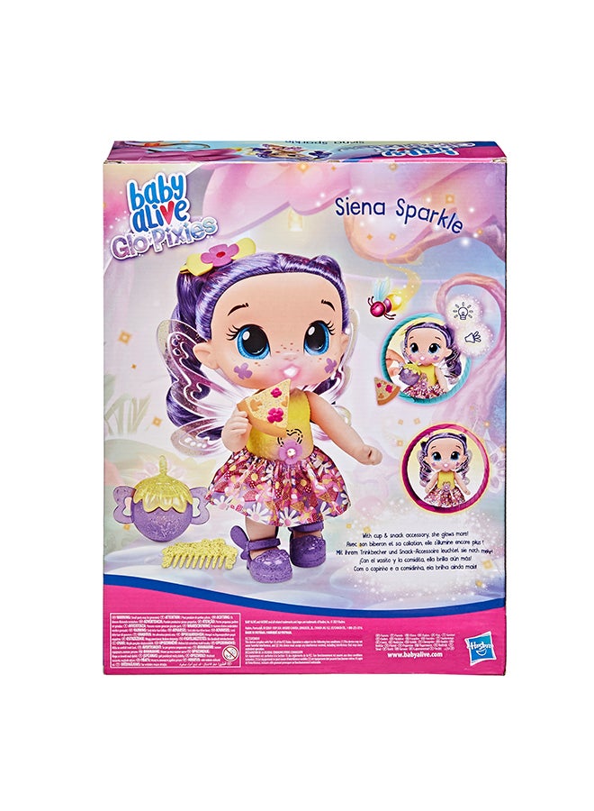 Baby Alive GloPixies Doll, Siena Sparkle, Glowing Pixie Doll Toy for Kids Ages 3 and Up, Interactive 10.5-inch Doll Glows with Pretend Feeding