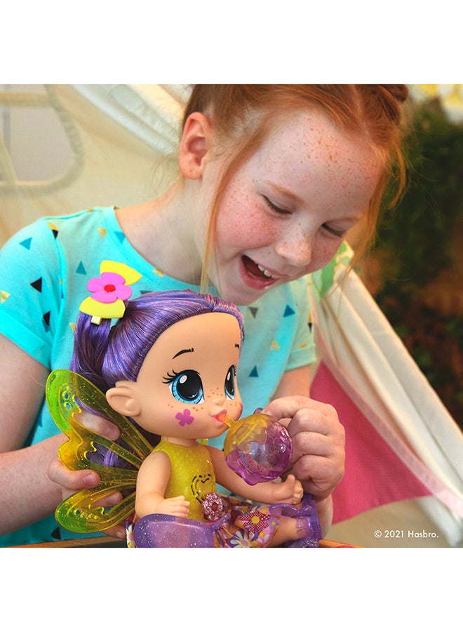 Baby Alive GloPixies Doll, Siena Sparkle, Glowing Pixie Doll Toy for Kids Ages 3 and Up, Interactive 10.5-inch Doll Glows with Pretend Feeding