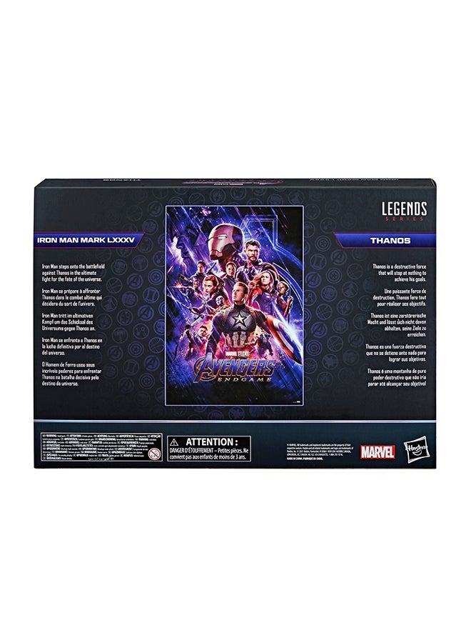 MARVEL - Hasbro  Legends Series 6-inch Scale Action Figure 2-Pack Toy Iron Man Mark 85 vs. Thanos, Infinity Saga character, Premium Design, 2 Figures and 15 Accessories - Image 1