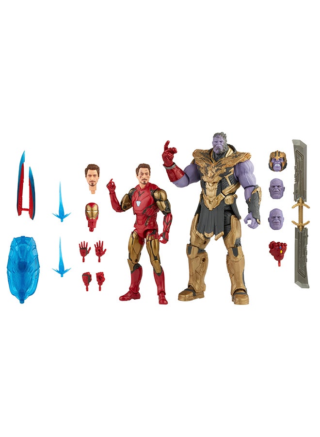 MARVEL - Hasbro  Legends Series 6-inch Scale Action Figure 2-Pack Toy Iron Man Mark 85 vs. Thanos, Infinity Saga character, Premium Design, 2 Figures and 15 Accessories - Image 1