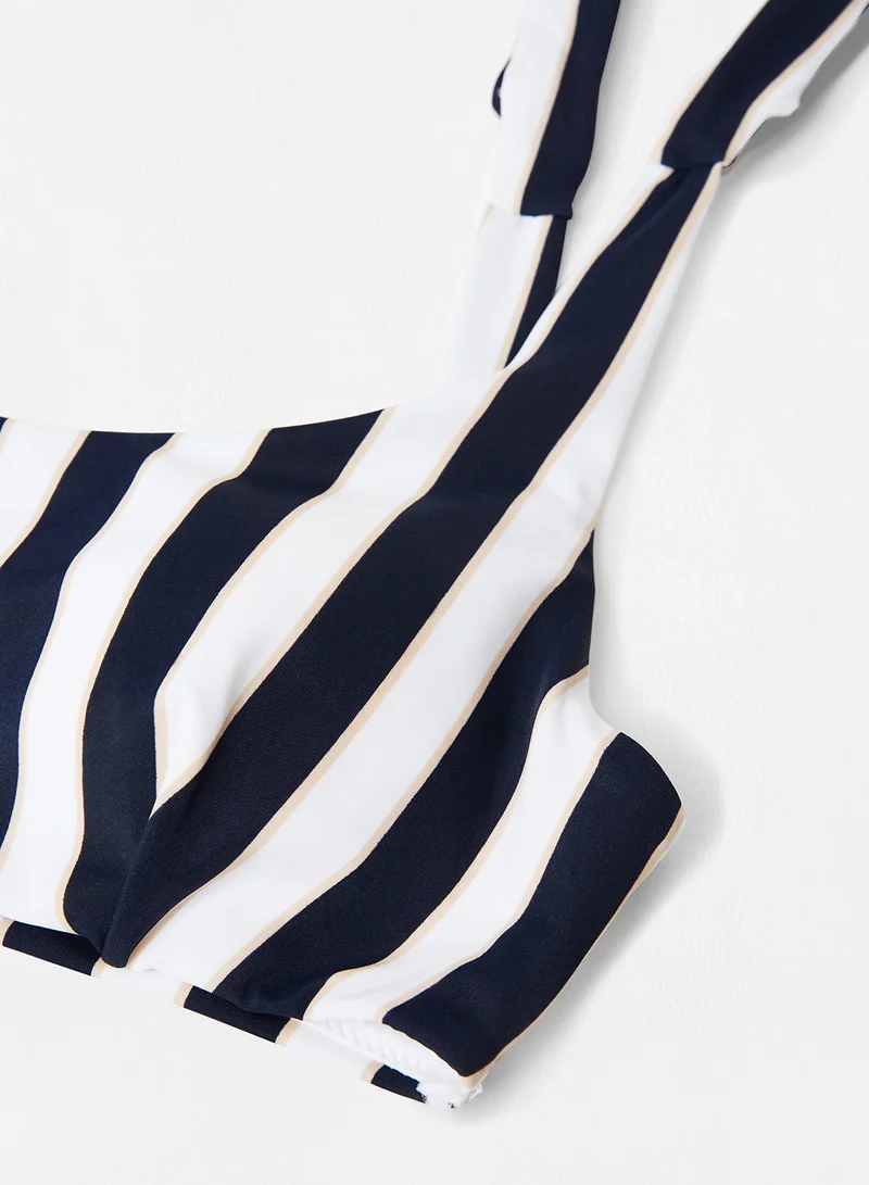 Reserved Striped Bikini Top Navy/White