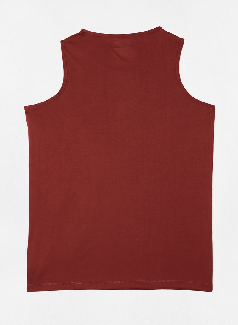 Basic Regular Fit Round Neck Player 20 Printed Vest Dark Brown