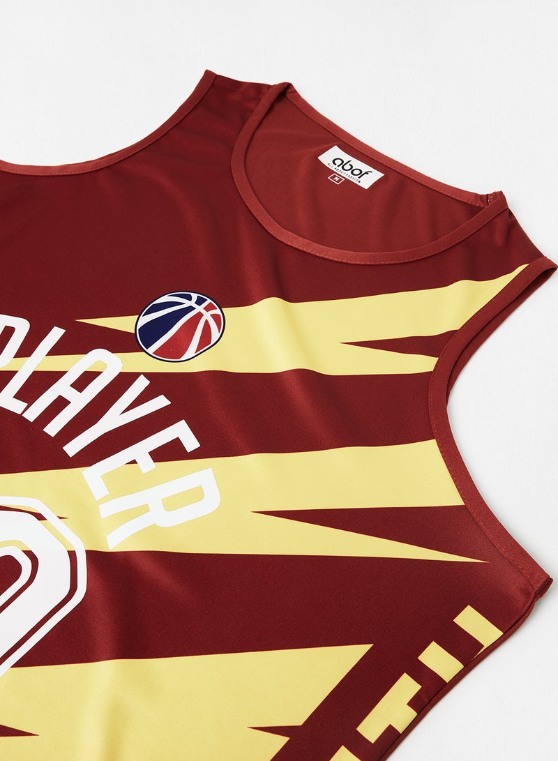 Basic Regular Fit Round Neck Player 20 Printed Vest Dark Brown