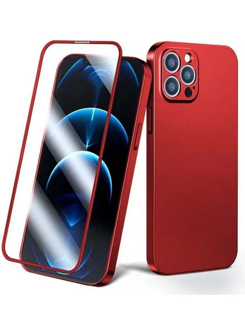 Mixed 360° Full Coverage Protective Phone Case Plus Screen Protector For Iphone 13 Pro Max Red