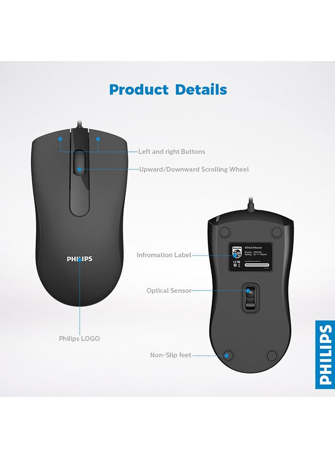 فيليبس - ماوس USB سلكي M101 لون أسود. - Image 1